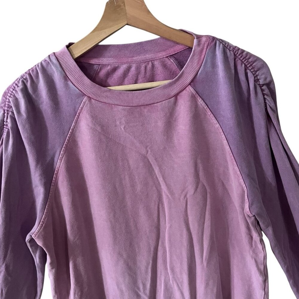 T.LA Ruched Sweatshirt Truly Madly Deeply Pink French Terry Burnout Garment Dyed - Picture 10 of 16